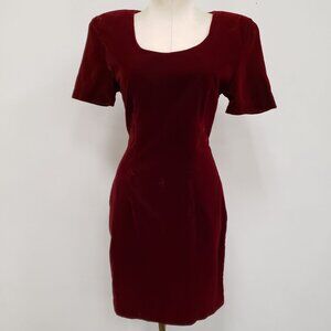Vintage CK Editions Womens Velvet Mini Dress Size 9 Maroon Whimsigoth Cocktail